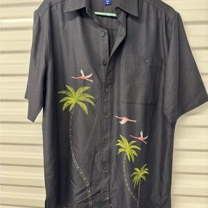 Medium weekender Black Tropical Palm Tree Men's Shirt silky designer